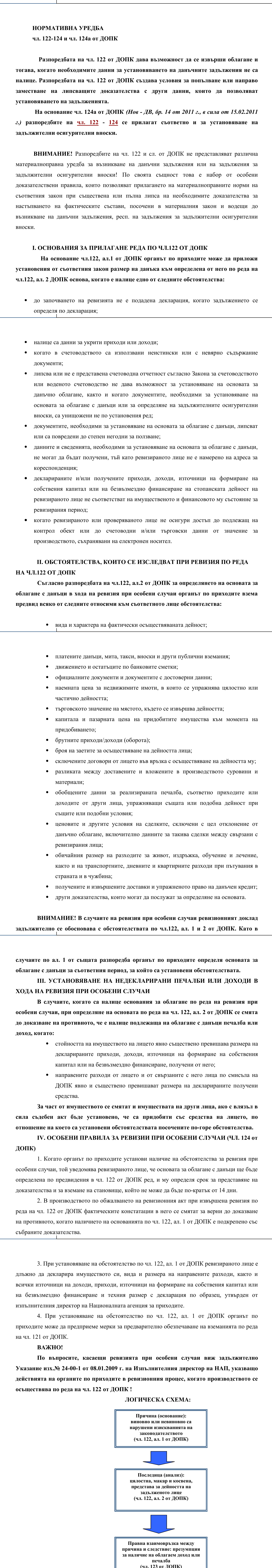 Фиш II.V.5 - Ревизия при особени случаи по чл. 122 от ДОПК
