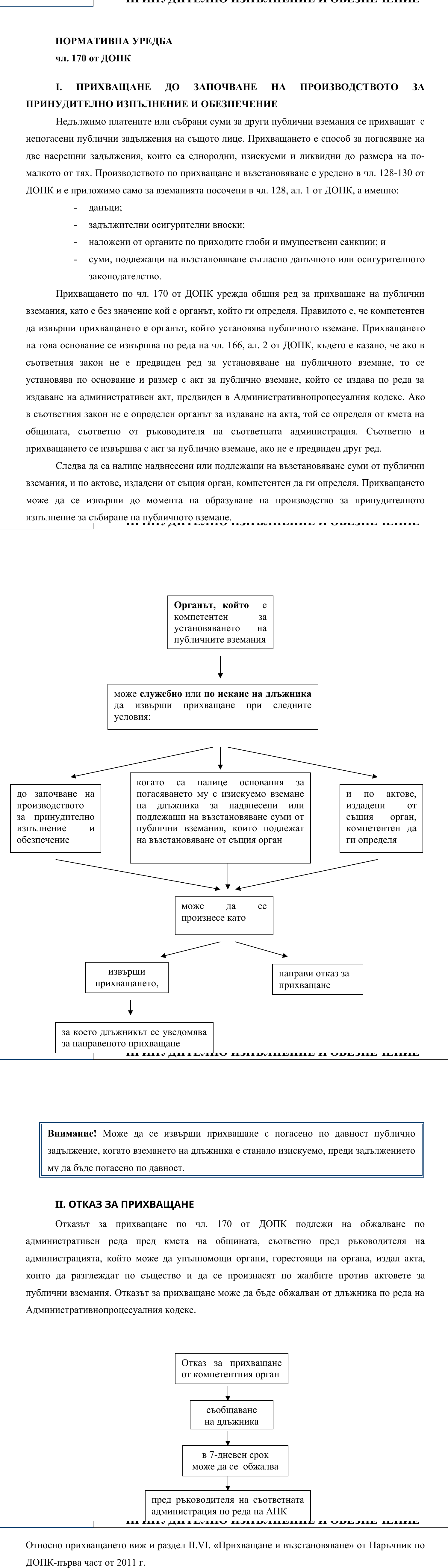 Фиш IV.I.5 - Прихващане до започване на производството за принудително изпълнение и обезпечение