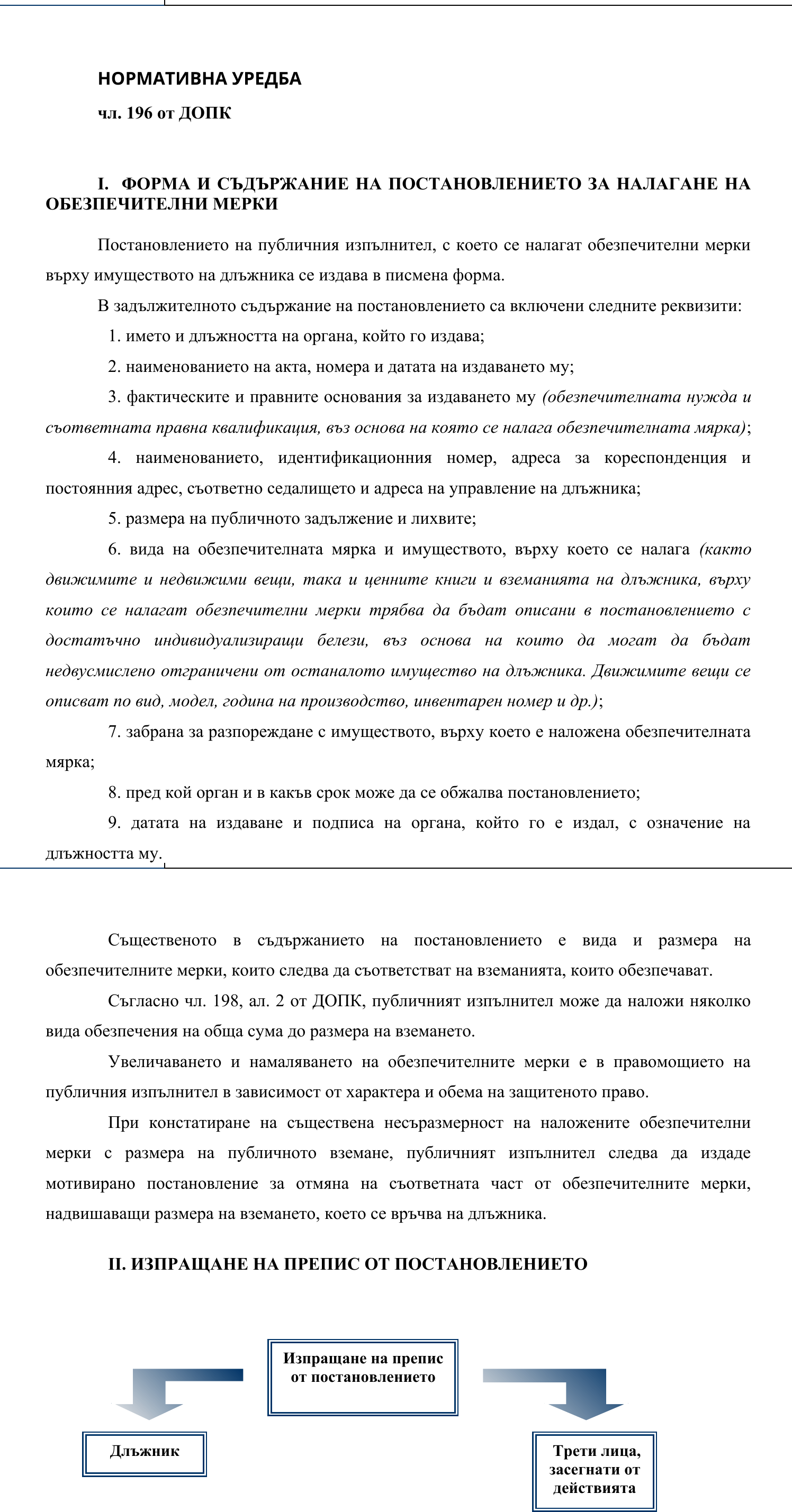 Фиш IV.V.I.2 - Съдържание на постановлението