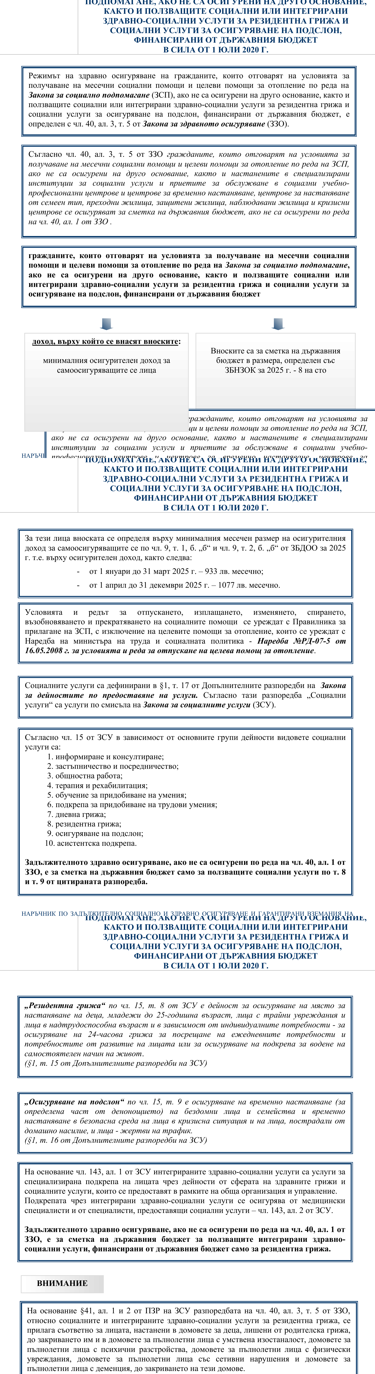 Фиш II.4.13 - Осигурителен доход и здравноосигурителни вноски за гражданите, които отговарят на условията за получаване на месечни социални помощи и целеви помощи за отопление по реда на закона за социално подпомагане, ако не са осигурени на друго основание, както и ползващите социални или интегрирани здравно-социални услуги за резидентна грижа и социални услуги за осигуряване на подслон, финансирани от държавния бюджет<br/><b>В сила от 1 юли 2020 г.</b>